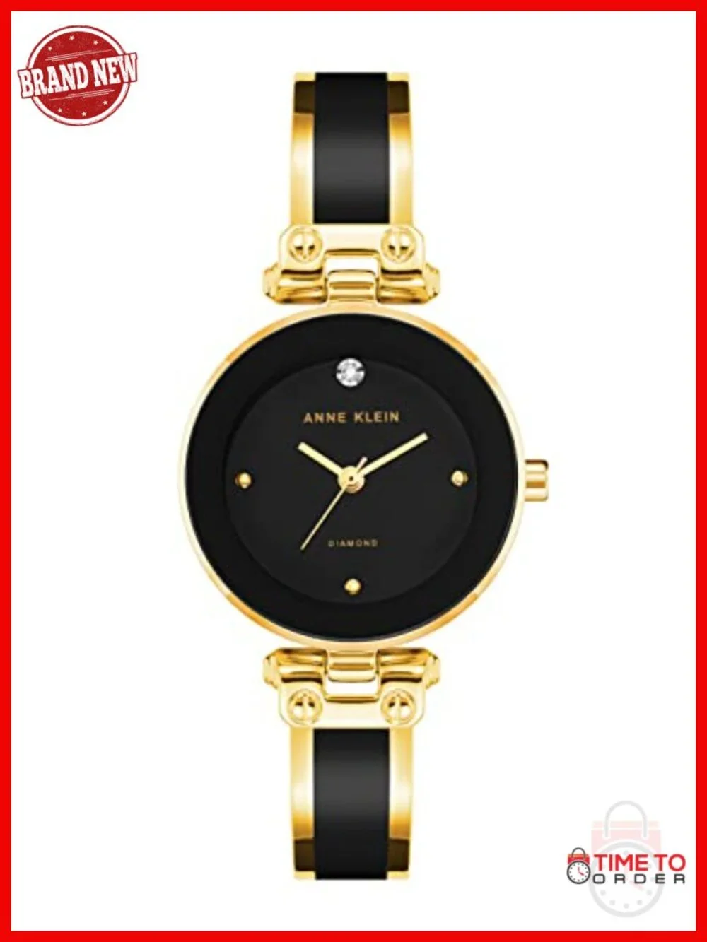 Genuine Diamond Dial Bangle Watch with Quartz Movement